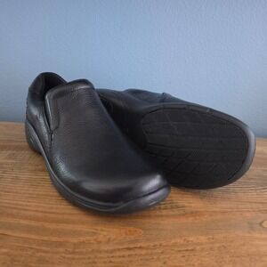 Nurse Mates Womens Slip On Clogs Black Leather Slip Resistant Professional 9
